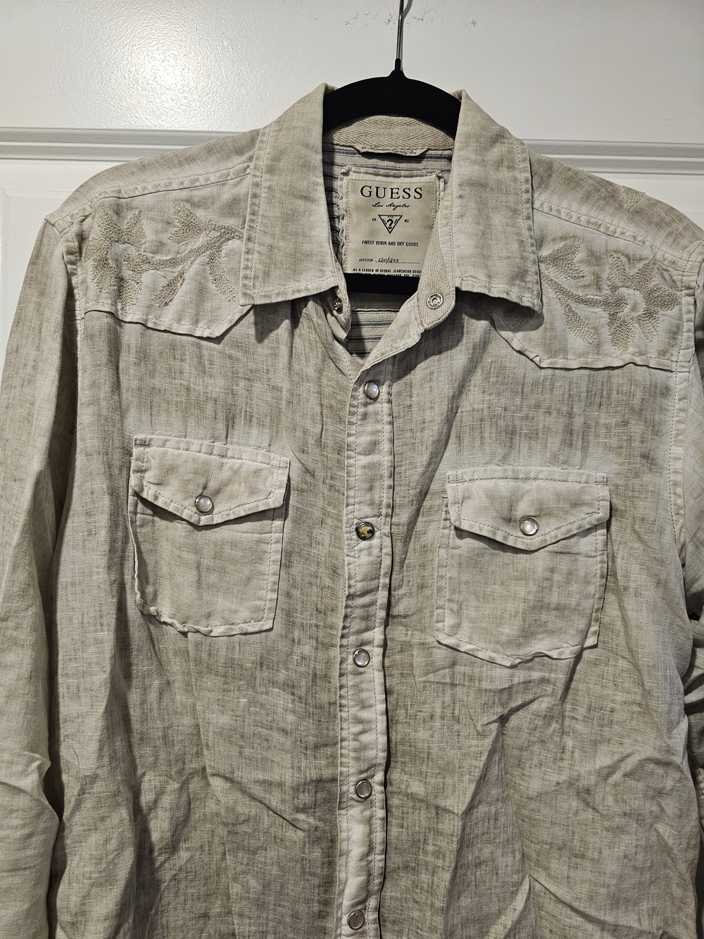 GUESS Men's Beige Western Shirt Jacket - Light Tan